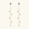 Korean Japanese Inspired Silver Stud Earrings Fresh Tempered Willow Leaf Design Fairy Long Moissanite Versatile Simple Trendy