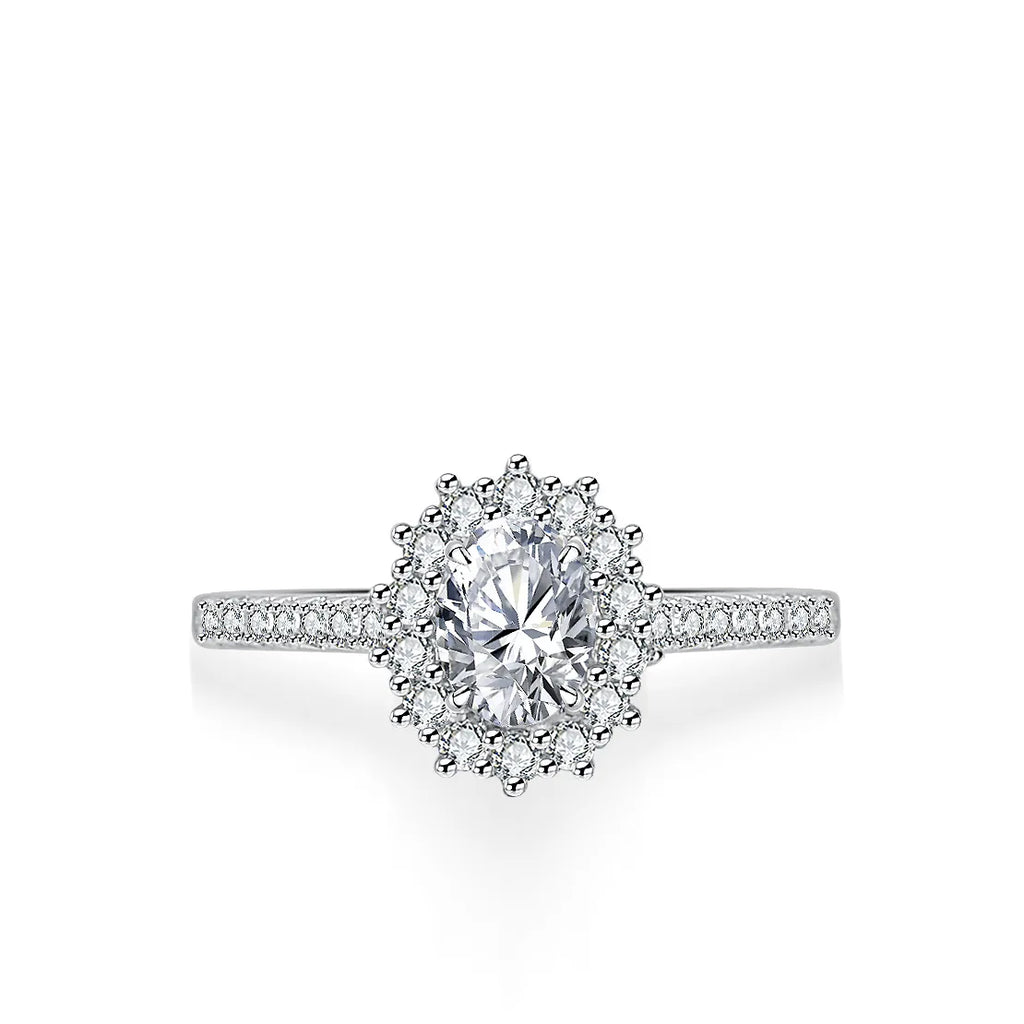 Women's 1 Carat Egg-Shaped Pigeon Egg Moissanite Ring S925 Sterling Silver TikTok Live Special-Shape Fine Ring Wholesale