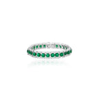 Forest Style Sterling Silver Simple Single Row Full Diamond Green Spinel Tennis Chain Bracelet