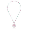 Rhodium Plated Women's Pendant Necklace with Zirconia Inlay Fashionable Luxurious for Wedding Party Evening Wear Sweater Chain