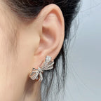 Brass Plated 18K Gold Anti Allergy Fashion Personalized Cute Bow Earrings for Women