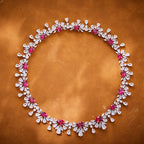 Hot Selling 18K Gold-Plated Horse Eye Red Gemstone Necklace Luxurious Saudi Ultra-Bright Zircon Trendy Brass for Weddings