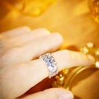 Full Iced Square Zircon Gemstone Couple Rings Jewellery Gold Silver Korean for Women Men Brass CZ Ring Geometric Support 9g 12mm