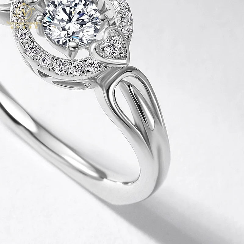 Fashionable Women's S925 Silver Ring Cross-Border Style Punk Jewelry with Bright Moissanite Gemstone Couple's Gift