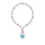 Exquisite Natural Sapphire Necklace Retro Water Droplet Pendant Geometric Gold Jewelry Women's Engagement Rhodium