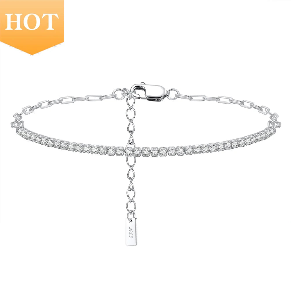 Wholesale SB141 925 Sterling Silver Jewelry Half Tennis Bracelet CZ 14K Gold Plating Ball Shape Pattern Half Paperclip Zircon