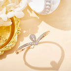 Trendy Rose Gold Bracelet Bangle for Women Fashion Jewelry with Heart-Shaped Crown Diamond Charm for Parties