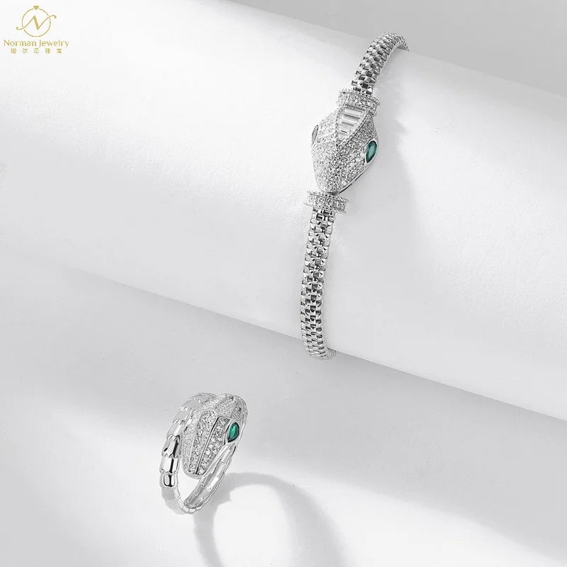 Women's Stylish S925 Silver Inlaid Full Diamond Design Ring Accessible Luxury European American Cross-Border New Spirit Alloy