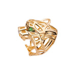 Women's Trendy Gold-Plated Brass Leopard Zircon Ring Creative Fashion Tarnish-Free Jewelry with Bezel Setting Inlay