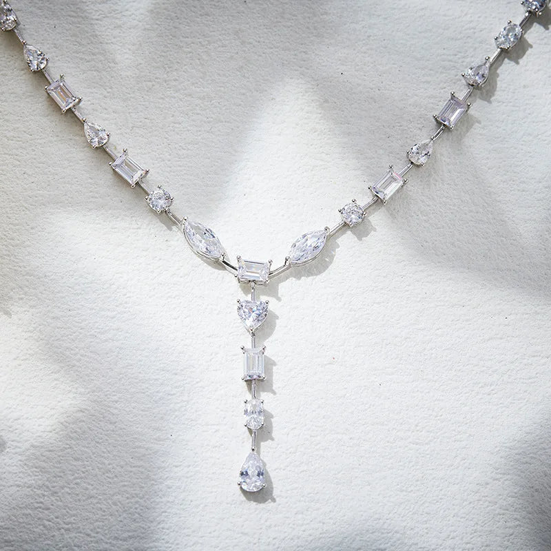 Rhodium Plated Necklace Choker High Quality Fashion Jewelry with Diamond for Wedding Birthday Gift Couples Men Women