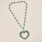 18K Gold-Plated Heart-Shaped Pendant Necklace Trendy Zircon Inlay Versatile Autumn Accessory for Parties Made of Brass