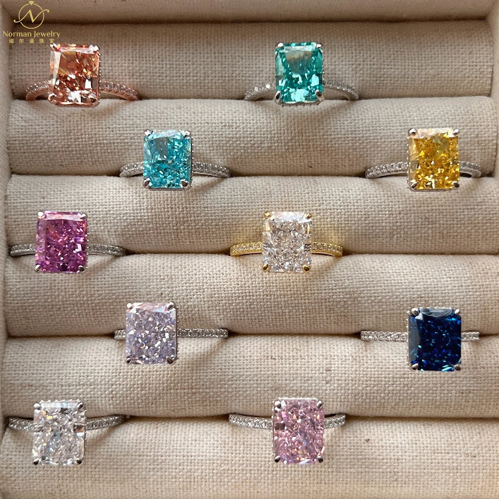 S925 Silver Women's Romantic Ring French Super Flash Square 8A Ice Flower Cut Zircon Niche Design mainly made Alloy for Party