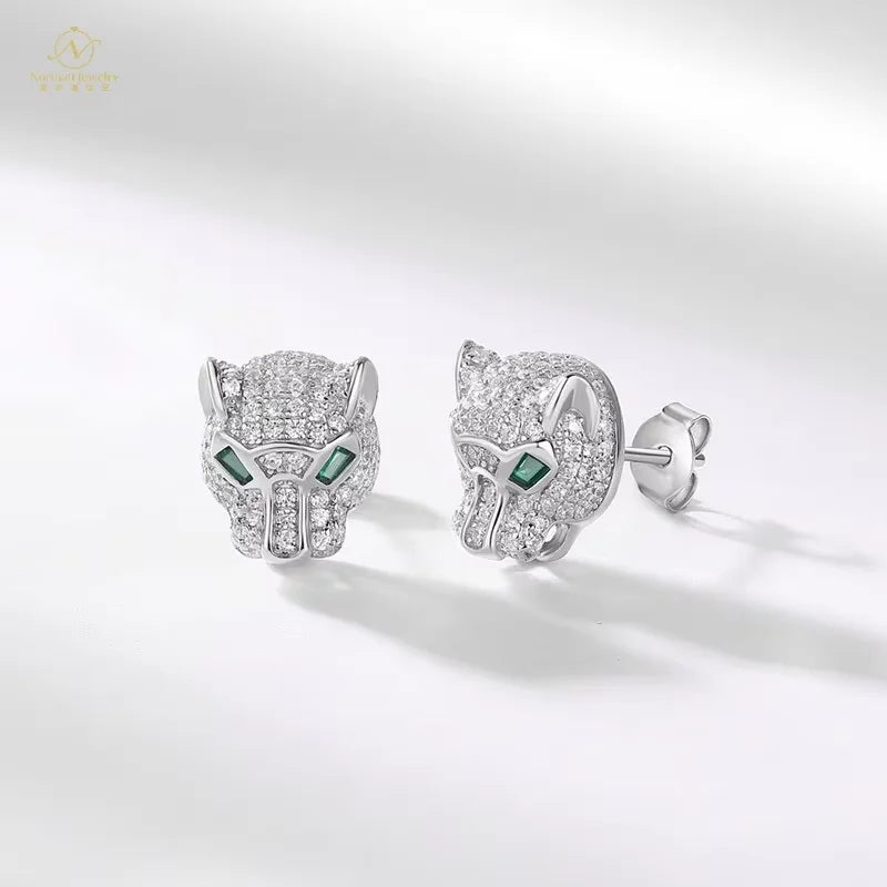 Women's Stylish Cheetah-Style S925 Silver Zircon Cross-Border Falling Galaxy Mainly Silver Earrings for Party Fashion Style Full