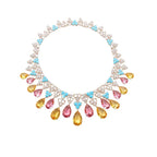 Brass Plated Champagne Gold Exaggerate Sexy Fashion Colorful Evening Dress Necklace Morgan Powder Luxury Jewelry Short Chain