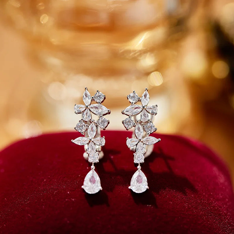 High Quality Fine Jewelry Pear Cut Excellent 18k White Gold Lab Grown Diamond Earrings