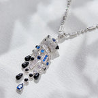 High-End Fashionable Women's Diamond-Inlaid Brass Necklace with Zircon Fan-Shaped Pendant Rose Gold for Wedding Anniversary Gift