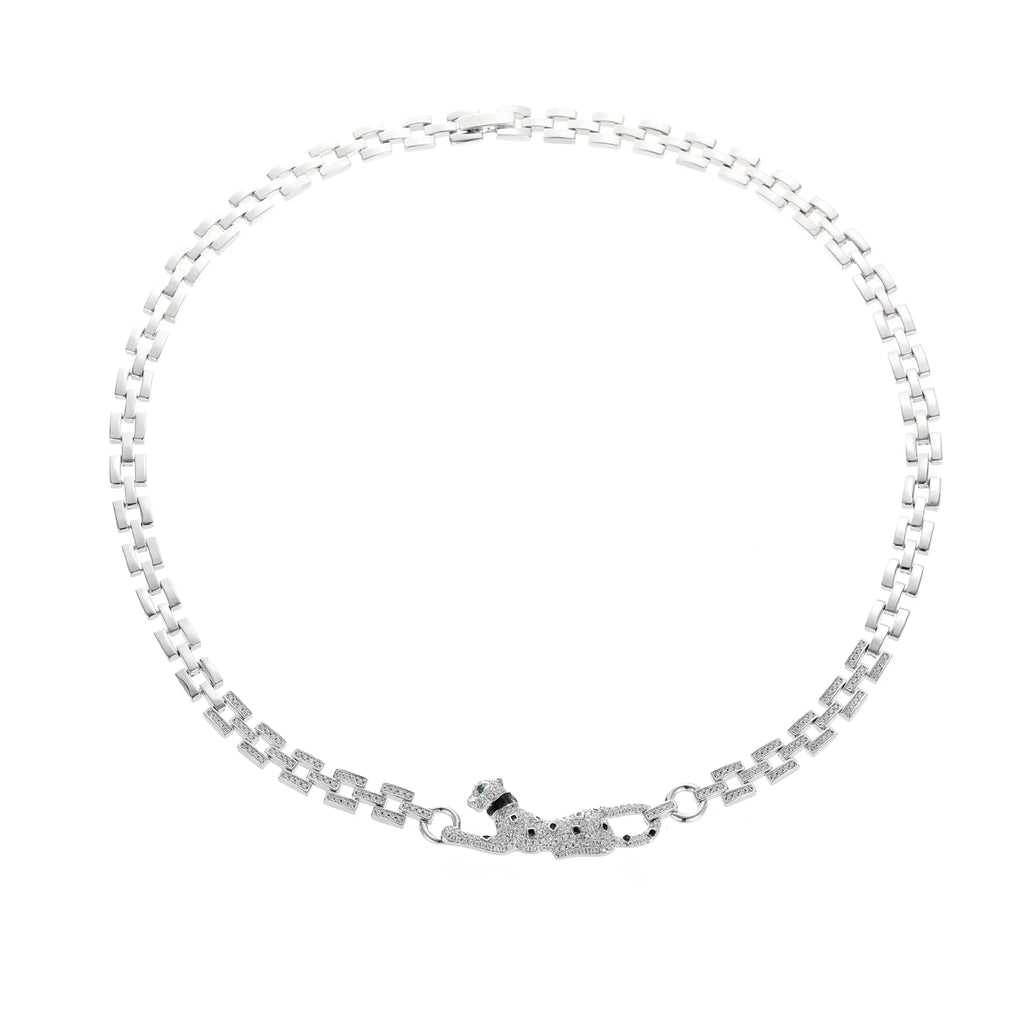 High-End 18K Gold-Plated Wild Cheetah Pendant Necklace Exquisite Couple Short Chain with Simple Fashionable Design