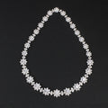 Flower Shape Tennis  Necklace Cubic Zirconia Brass Tennis Chain Rhodium Plated Tennis  Necklace  for Girls