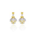 18K Gold-Plated European American Style Yellow Diamond Earrings High-End Luxurious Square Diamonds Medium Long Drop Women's
