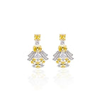 18K Gold-Plated European American Style Yellow Diamond Earrings High-End Luxurious Square Diamonds Medium Long Drop Women's