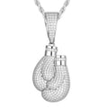 S925 Silver Inlaid Moissanite Pendant Unisex Boxing Gloves Bamboo Chain High Quality European American Trendy Hip Hop Parties