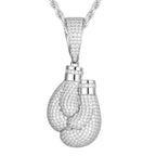 S925 Silver Inlaid Moissanite Pendant Unisex Boxing Gloves Bamboo Chain High Quality European American Trendy Hip Hop Parties