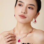 Fan Necklace Champange-plated pink White Zircon High-end Women's Fan Shaped Evening Dress Necklace Princess Dress Chain