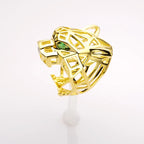 Women's Trendy Gold-Plated Brass Leopard Zircon Ring Creative Fashion Tarnish-Free Jewelry with Bezel Setting Inlay