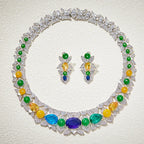 Flower Necklace for Women Hand-Inlaid with High-End Colored Zircon Stylish Evening Wear Chain for Weddings and Gifts