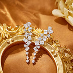 Luxury Copper Gold-Plated Long Square Diamond Pendant Earrings Retro Tassel Design for Socialite Gatherings