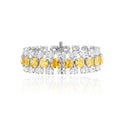 Luxury Large Zircon Pillow Shaped Yellow Zircon Tassel Design Bracelet Rhodium-plated Fashionable High-end Jewelry