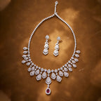 New Fashion Simple Elegant Brass Necklace for Women Trendy Pink Zirconia for Parties and Weddings