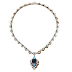 Luxurious Handmade Diamond Necklace Rhodium Plated Original Design Aquamarine Gemstone Collarbone Chain Weddings Red Carpet