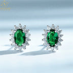 Luxury Rhinestone Blue Zircon Earrings Trendy Sterling Silver Hoop Earrings for Women Floral Shape Pattern Fashion Jewelry