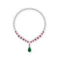 Trendy Crystal Water Necklace with Exquisite Rhodium-Plated Goddess Design Brass Pendant Green Water Droplet for Grandmothers