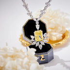 Brass Rhodium Geometric Flower Necklace for Women Latest Designs with Yellow Zircon Birthstone Stylish and Trendy for Parties