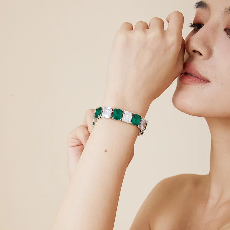 18K Gold-Plated Brass Bracelet for Men and Women Emerald Rhodium Plated Luxurious Daily Accessory for Engagement