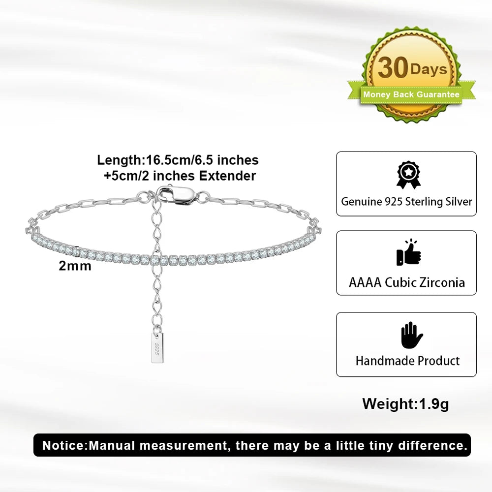 Wholesale SB141 925 Sterling Silver Jewelry Half Tennis Bracelet CZ 14K Gold Plating Ball Shape Pattern Half Paperclip Zircon