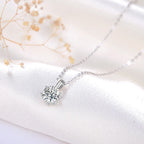 Sn278 925 Sterling Silver Classic Advanced 6 Prong Setting Necklace 9mm AAAA Cubic Zirconia for Women's Engagement Wedding Party