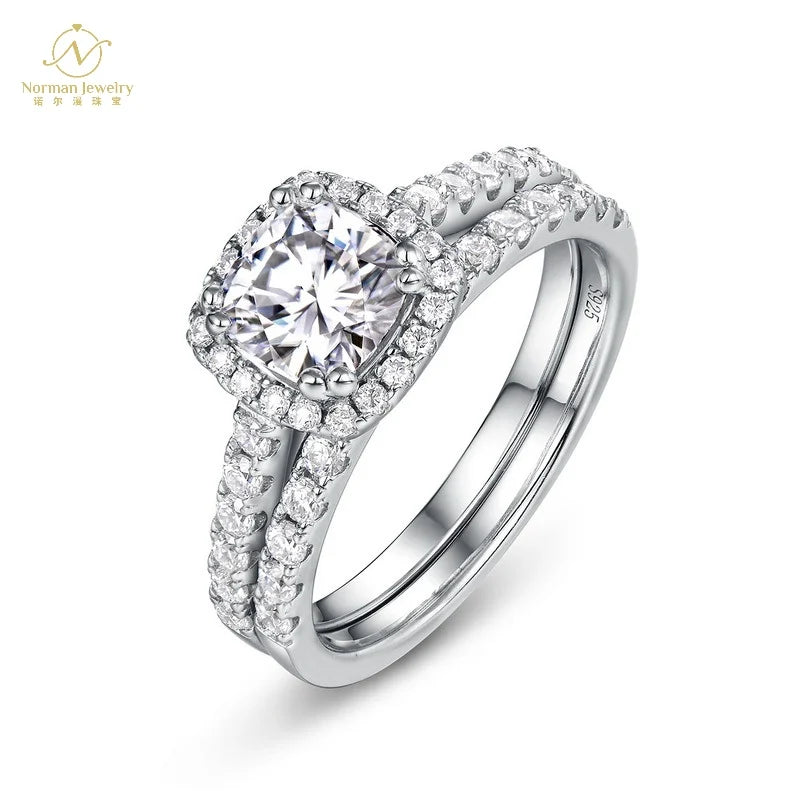 Luxury Fine S925 Silver Moissanite Ring for Women Elegant Classic Jewelry Inlaid New Cross-Border Group for Chinese Valentine's
