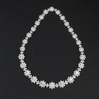 Flower Shape Tennis  Necklace Cubic Zirconia Brass Tennis Chain Rhodium Plated Tennis  Necklace  for Girls