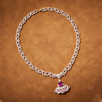 Champagne Plated Pink Fan Pendant Necklace Exquisite Fashionable Necklace for Wedding Party Charming Bride Girlfriend Gift