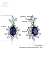 Luxury Gemstone Jewelry White Gold Natural Unheated Cornflower Sapphire Wedding Earrings