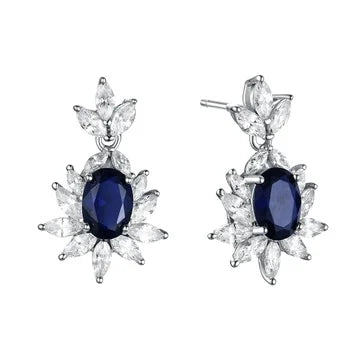 Luxury Gemstone Jewelry White Gold Natural Unheated Cornflower Sapphire Wedding Earrings