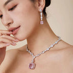 Luxury 20mm Yellow Zirconia Diamond Necklace White Rhodium Plated Brass for Ladies' Evening Party Wear