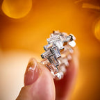 Full Iced Square Zircon Gemstone Couple Rings Jewellery Gold Silver Korean for Women Men Brass CZ Ring Geometric Support 9g 12mm