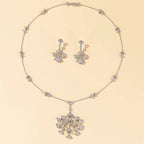 High Quality Full Diamond Sweater Chain Fan Shaped Brass Necklace with Zircon for Weddings in Europe and America