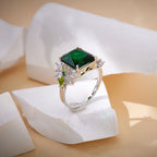 Hot Selling Exquisite Silver Plated Zirconia Diamond Rings Fashion Adjustable Rings Vintage Classic Emerald Rings