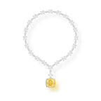 Luxury 20mm Yellow Zirconia Diamond Necklace White Rhodium Plated Brass for Ladies' Evening Party Wear
