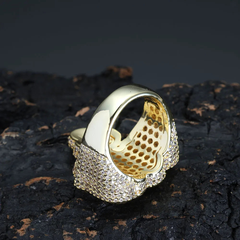 Diamond Allah Fire Ring New Design Hip Hop Jewelry Silver & Gold Plated for Engagement & Party for Men & Women